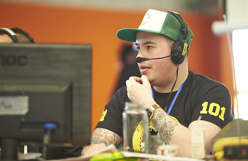 Quadriguez announcing at the first Men's Roller Derby World Cup