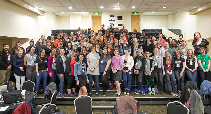 The delegates at the WFTDA World Summit pose for the camera