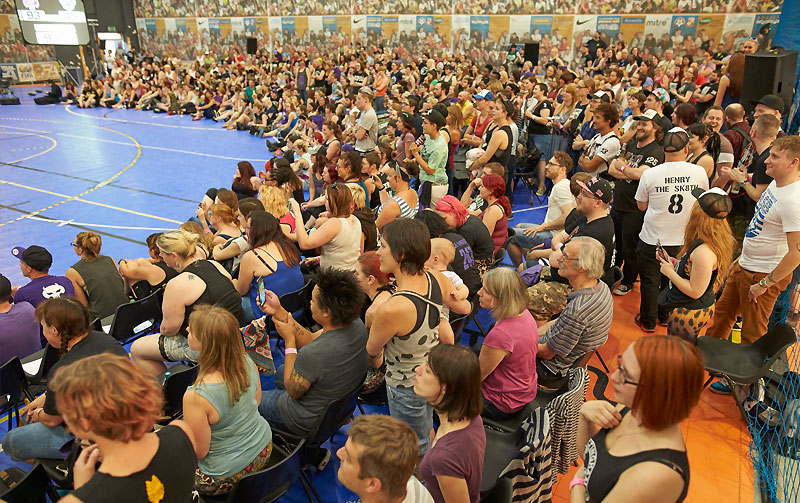 The crowd at the London Rollergirls versus Rose City Rollers bout