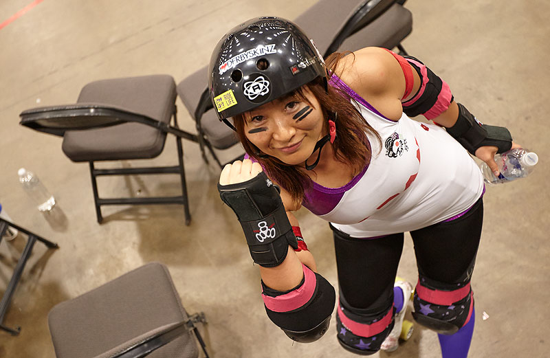 A skater from Team Japan poses for the camera