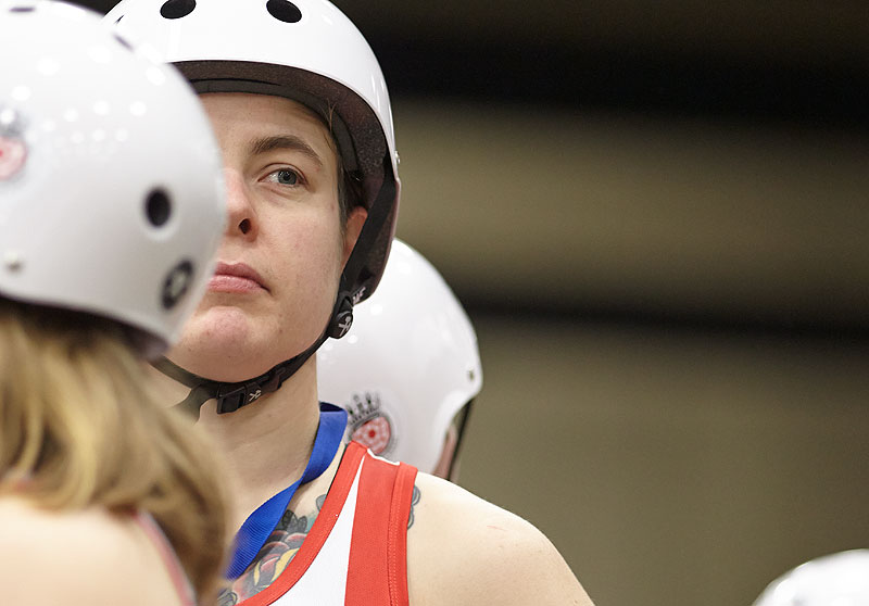 Stefanie Mainey preparing for a bout