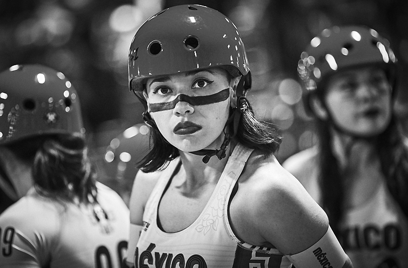 Skaters from Team Mexico get ready for a bout