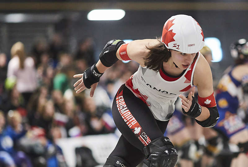 Marechal jamming for Canada in their bout against Russia