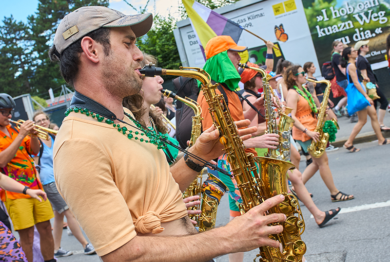 Musicians accompany the parade